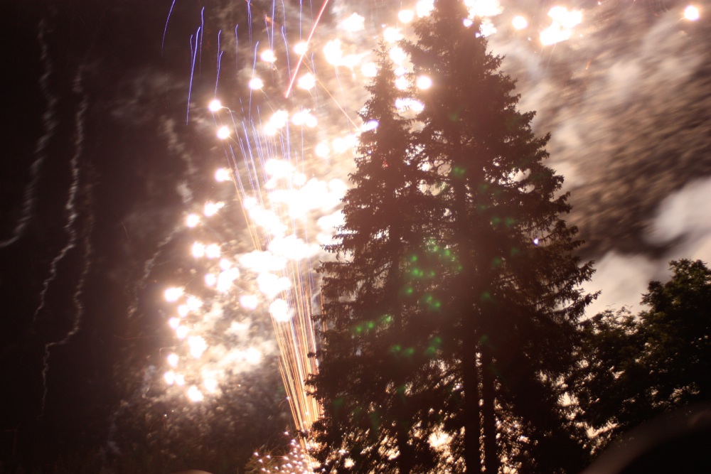 Fireworks on Swiss national day - Arosa, Switzerland