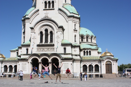Having fun in front of St. Alexander Nevsky Cathedral - Sofia, Bulgaria