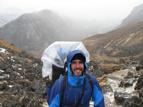Trekking to base camp just before a blizzard came in :)