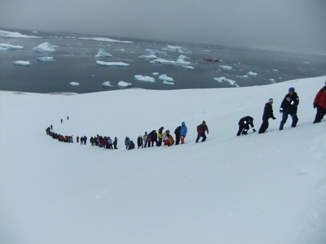 Jonny and group hiking in Antarctica