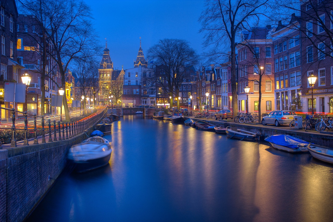 Amsterdam Netherlands Holland Canals at Night Taking the Train in Europe